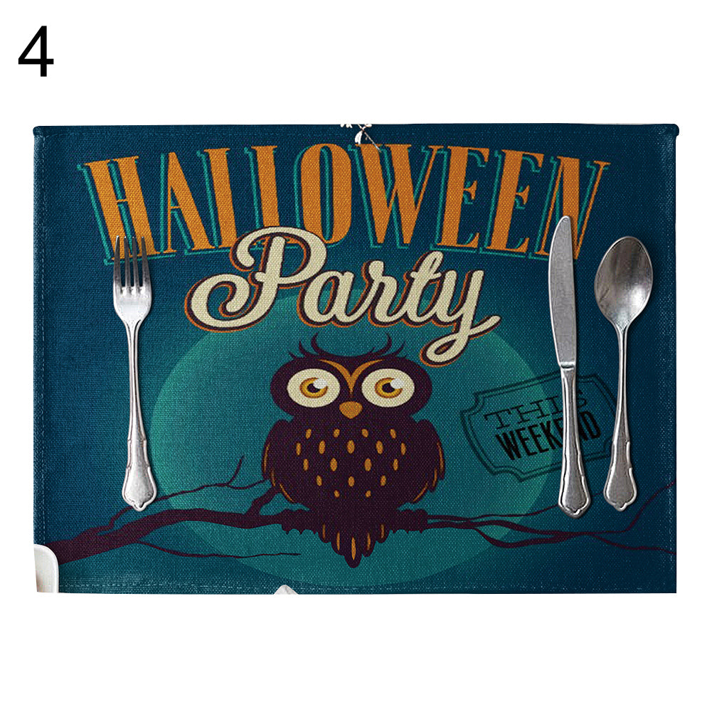 Halloween Style Heat Insulation Mat Linen Placemat Kitchen Dining Table Decor