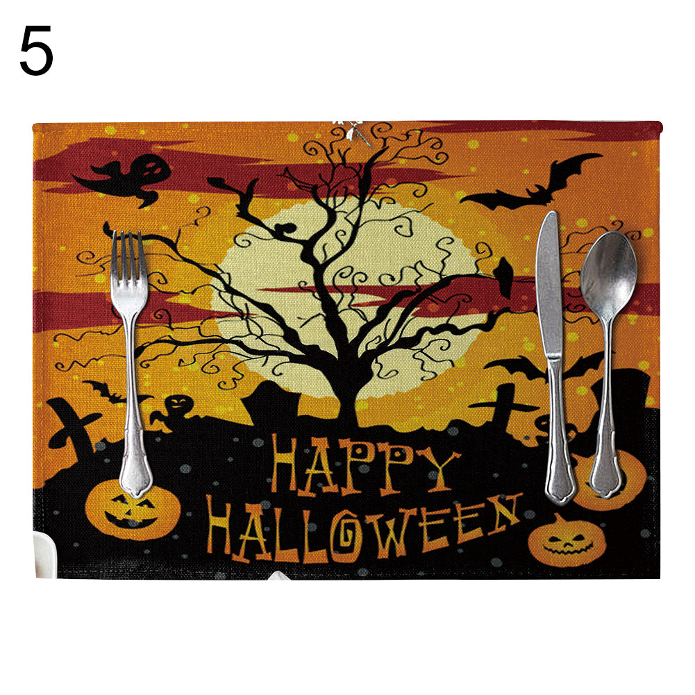 Halloween Style Heat Insulation Mat Linen Placemat Kitchen Dining Table Decor