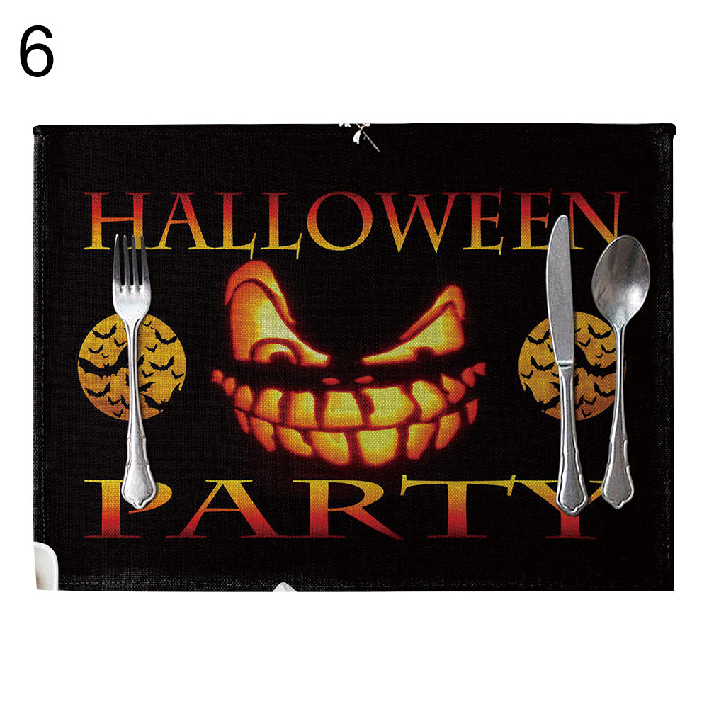 Halloween Style Heat Insulation Mat Linen Placemat Kitchen Dining Table Decor