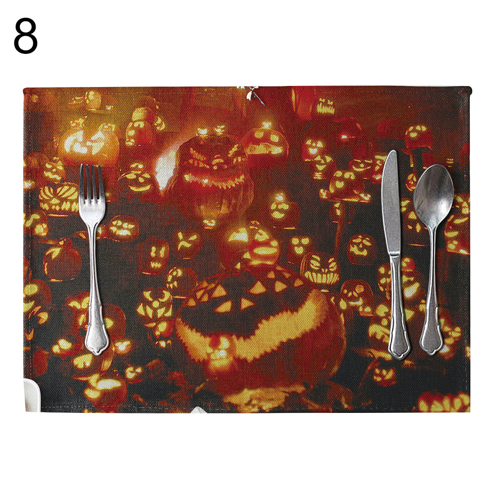 Halloween Style Heat Insulation Mat Linen Placemat Kitchen Dining Table Decor