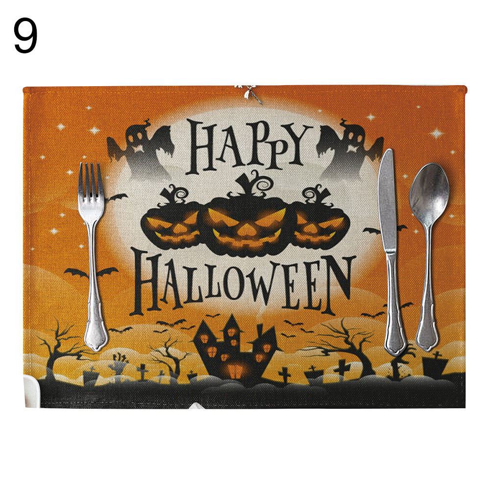 Halloween Style Heat Insulation Mat Linen Placemat Kitchen Dining Table Decor