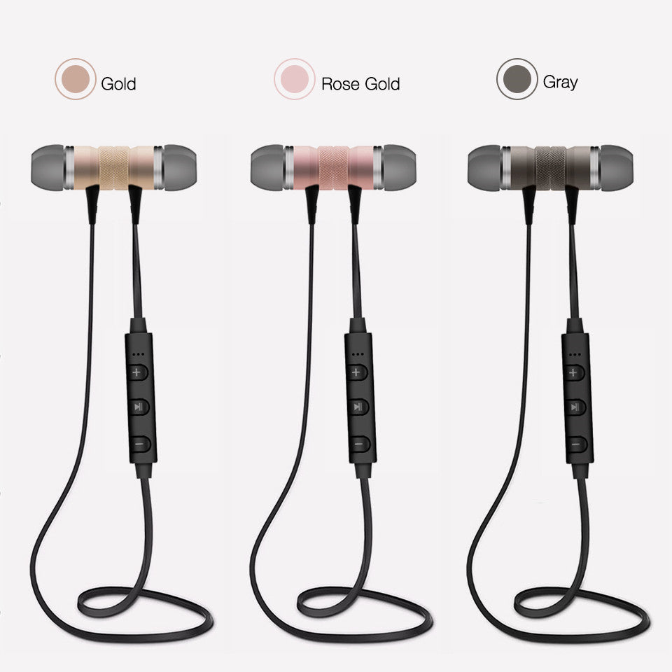 Wireless Bluetooth Headphones Sport Running Headset Metal Magnetic Super Bass Earphones Stereo Earbuds with HD Mic