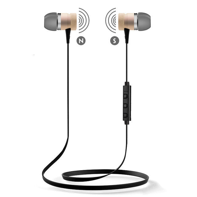 Wireless Bluetooth Headphones Sport Running Headset Metal Magnetic Super Bass Earphones Stereo Earbuds with HD Mic