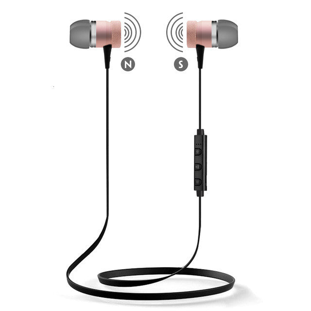 Wireless Bluetooth Headphones Sport Running Headset Metal Magnetic Super Bass Earphones Stereo Earbuds with HD Mic
