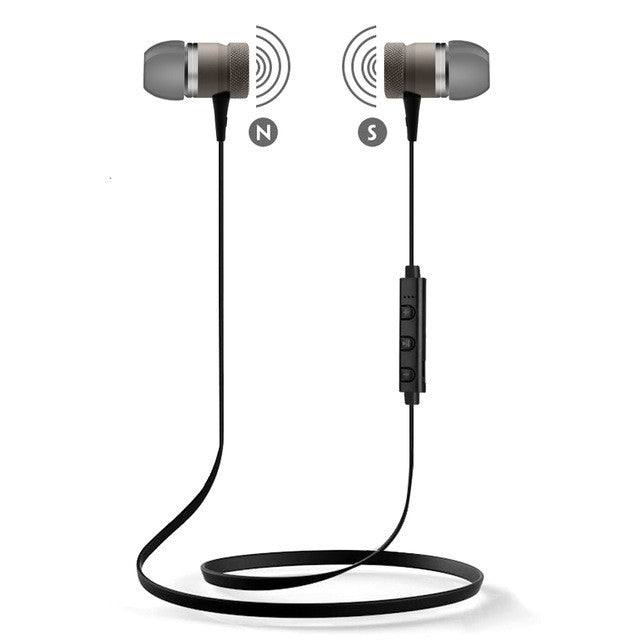 Wireless Bluetooth Headphones Sport Running Headset Metal Magnetic Super Bass Earphones Stereo Earbuds with HD Mic