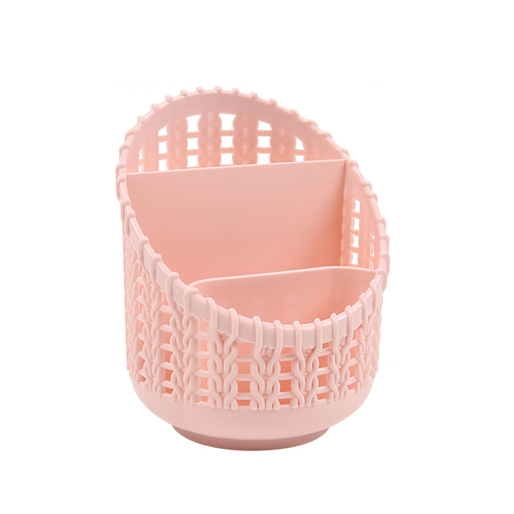 Hollow Out Rattan Style Pen Holder Desk Organizer Office Stationery Storage Box