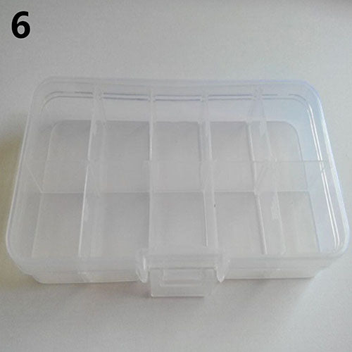 Plastic 10 Slots Adjustable Jewelry Storage Box Pill Beads Holder Case Organizer