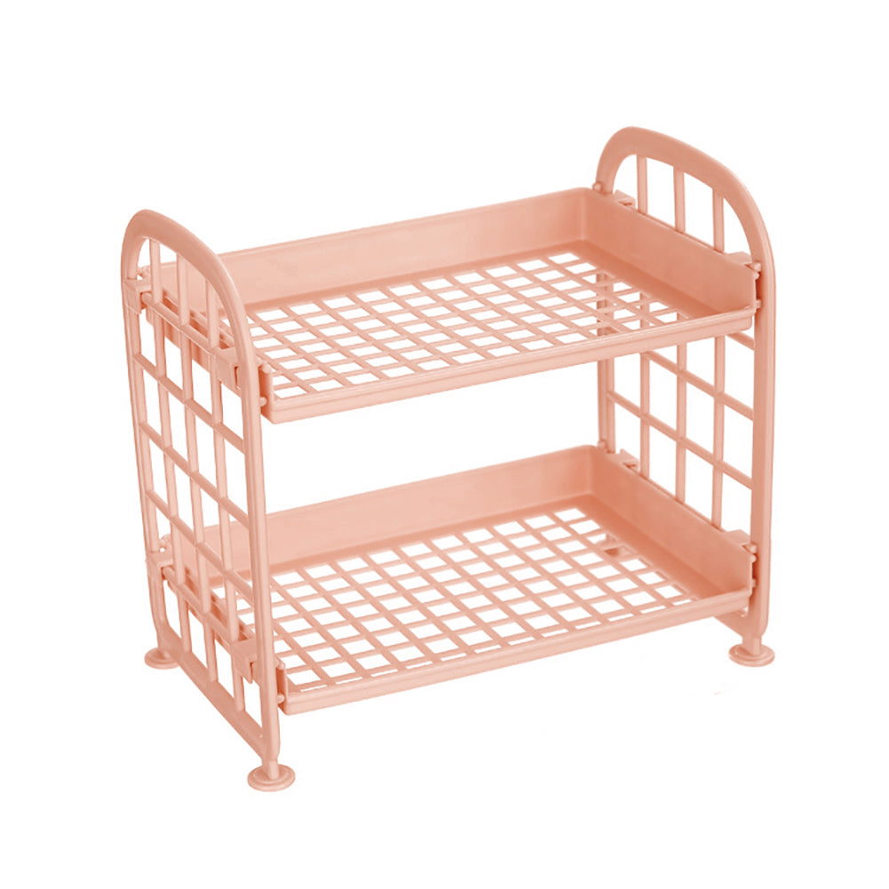 Double Layers Storage Rack Plastic Makeup Cosmetic Kitchen Bathroom Organizer