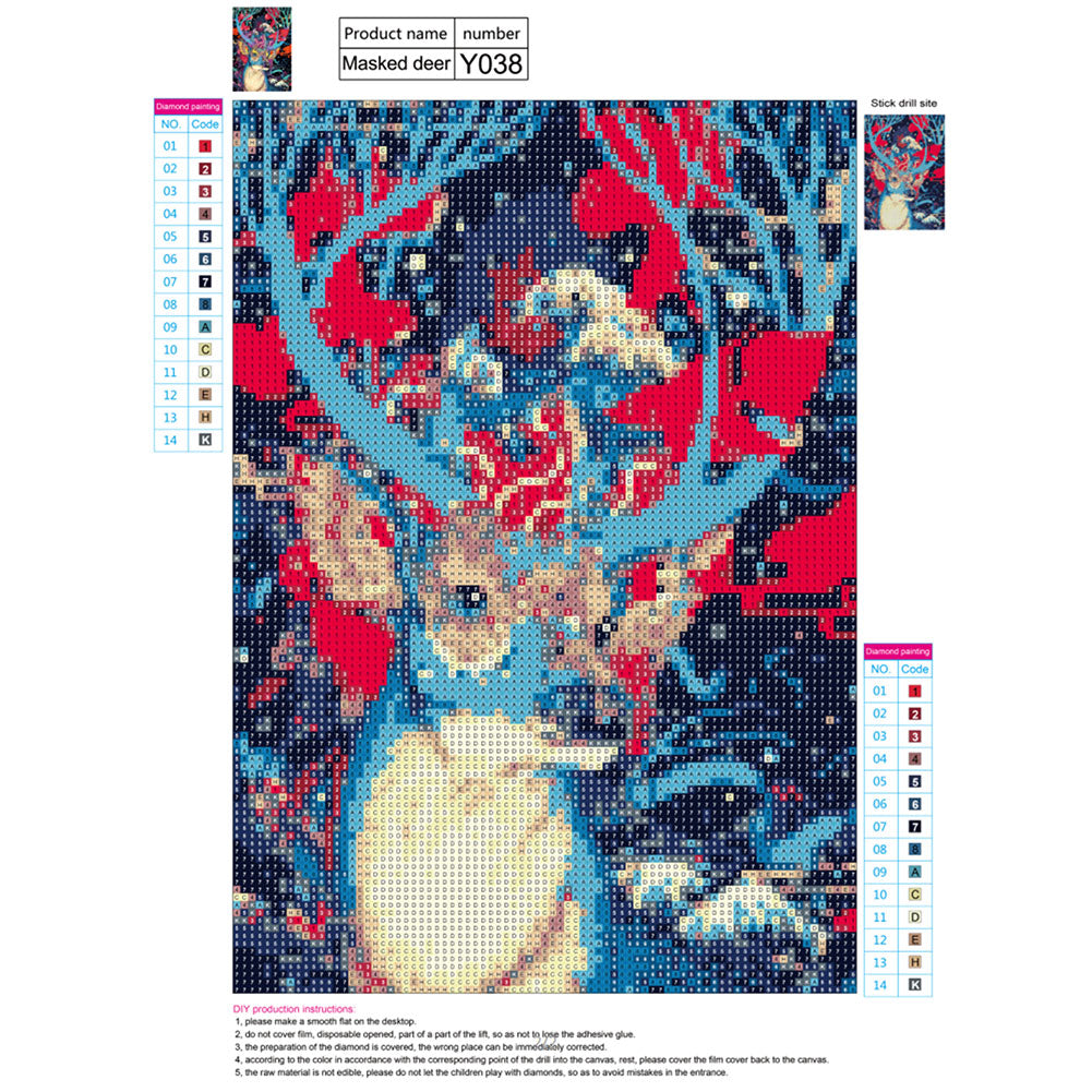 Colorful Deer 5D Full Diamond Wall Art Painting DIY Cross Stitch Home Decor