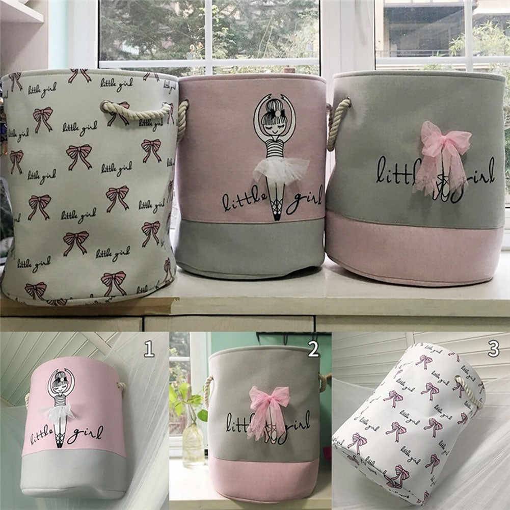 1Pc Ballet Girl Laundry Basket Dirt Clothes Toys Storage Bucket Organizer Bag