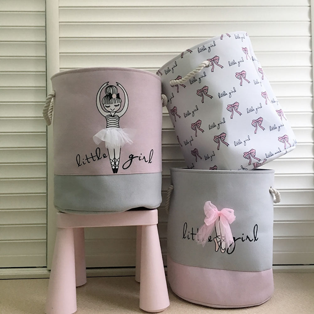 1Pc Ballet Girl Laundry Basket Dirt Clothes Toys Storage Bucket Organizer Bag
