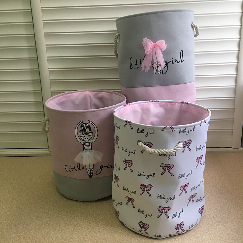 1Pc Ballet Girl Laundry Basket Dirt Clothes Toys Storage Bucket Organizer Bag