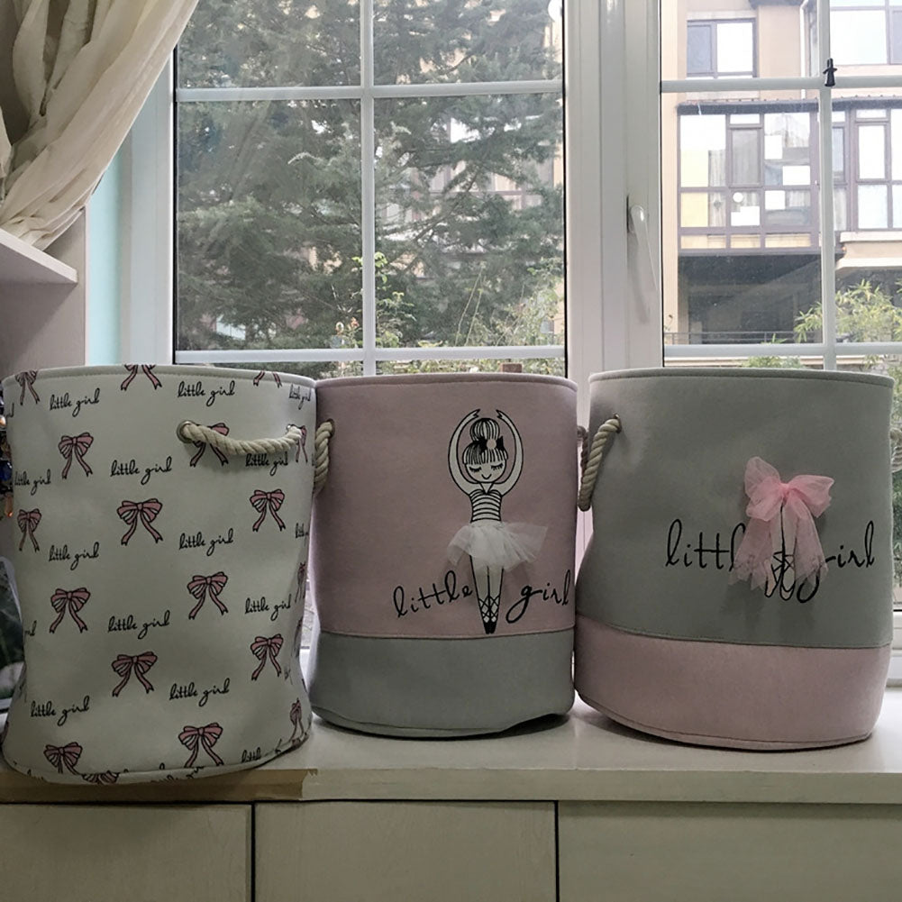 1Pc Ballet Girl Laundry Basket Dirt Clothes Toys Storage Bucket Organizer Bag