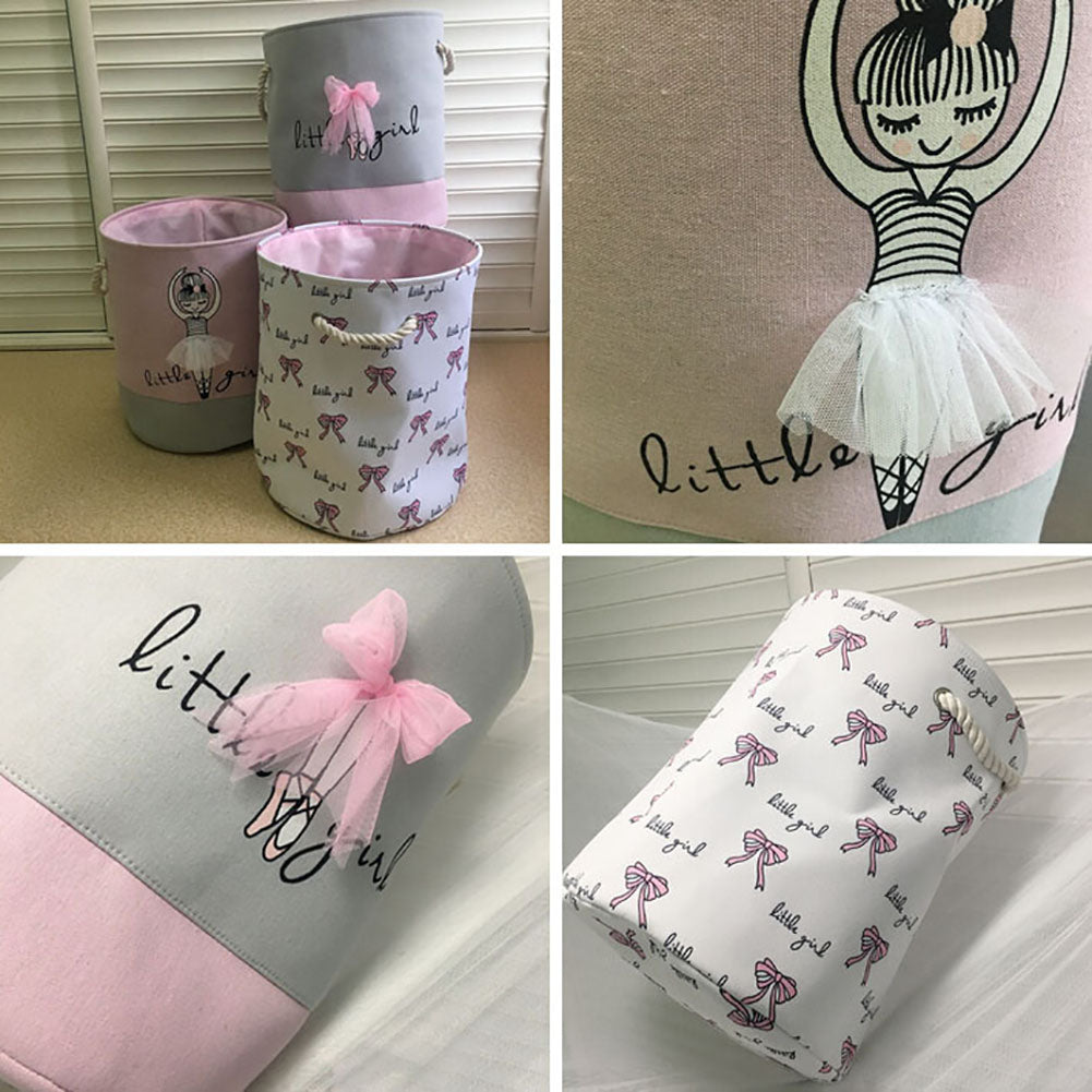 1Pc Ballet Girl Laundry Basket Dirt Clothes Toys Storage Bucket Organizer Bag