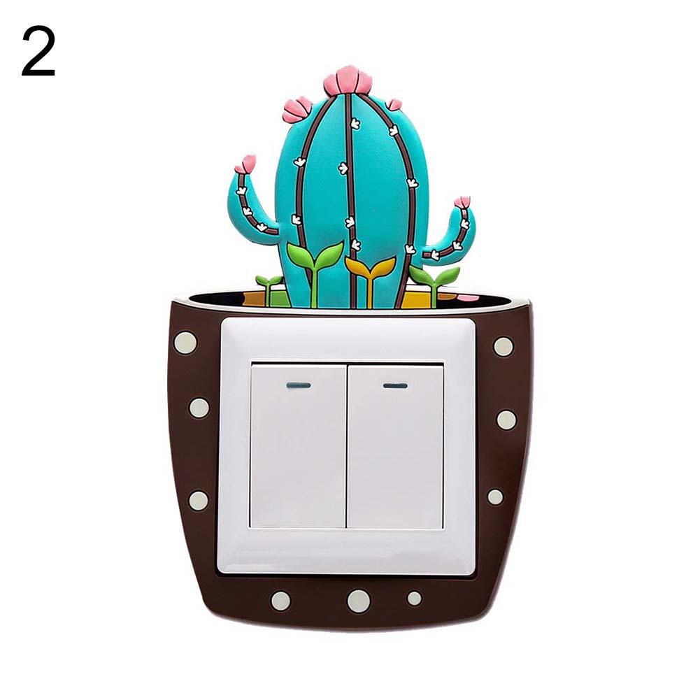 Lovely Cactus Luminous PVC Wall Switch Sticker Living Room Bedroom Home Decor