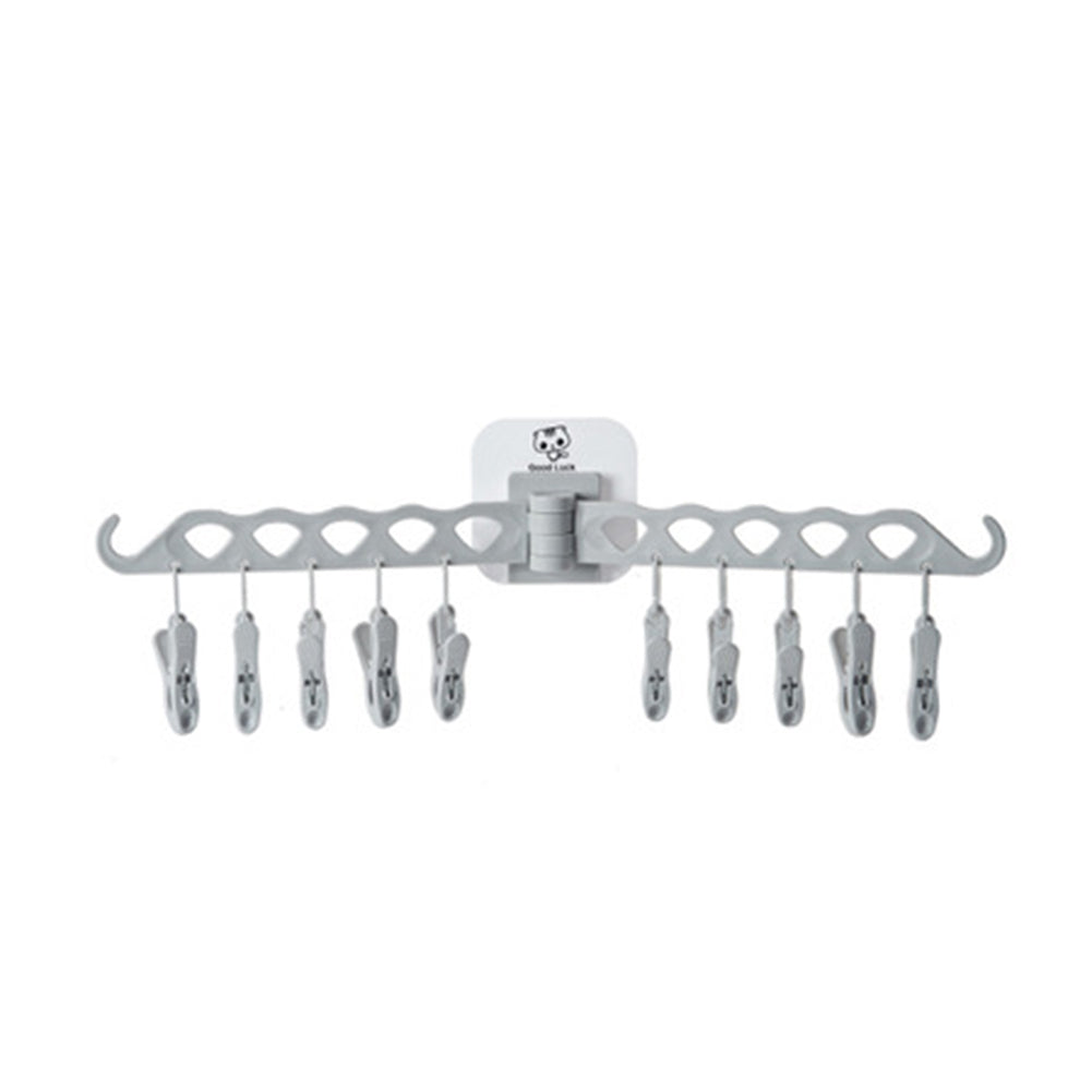 Removable 12 Clips Bathroom Rack Clothespin Windproof Socks Clothes Towel Hanger
