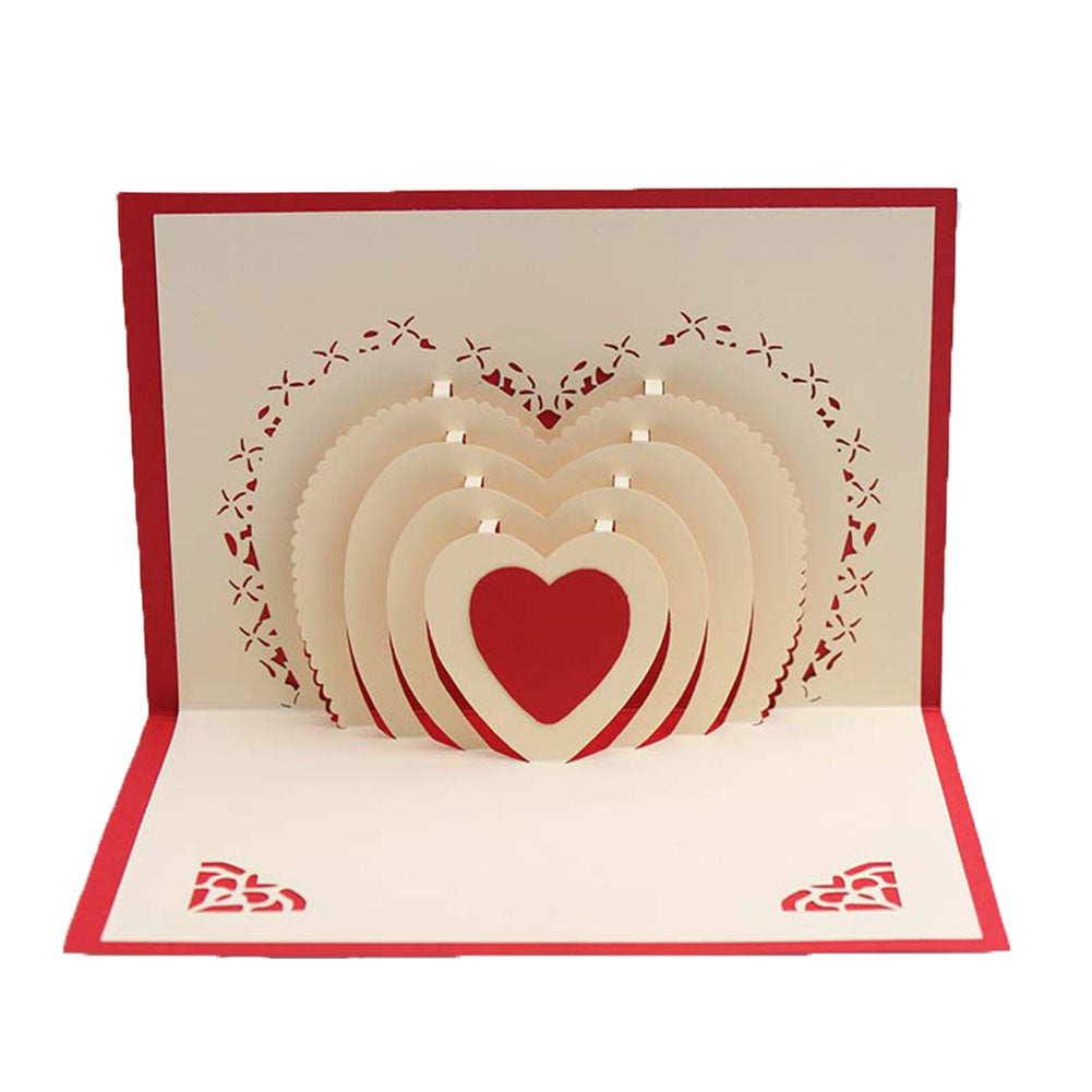 Creative 3D Pop Up Love Heart Greeting Card Birthday Valentine's Day Gift