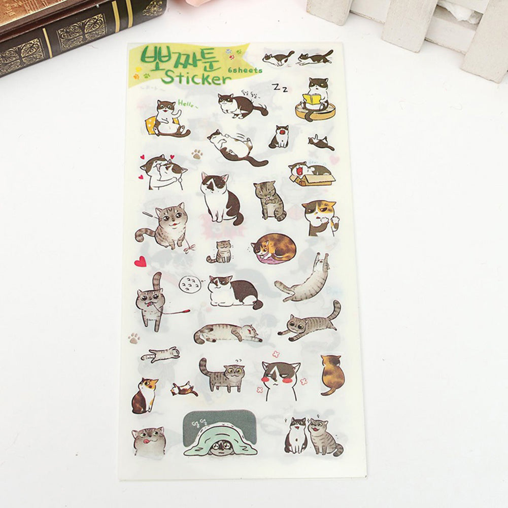 6Sheets Cute Cartoon Cat Girl Album Diary Calendar Craft Scrapbooking Sticker