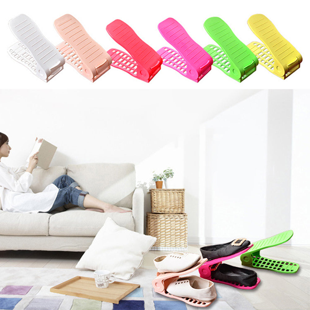 Home Shoes Base Space Saver Adjustable Double Layer Holder Rack Storage Shelf
