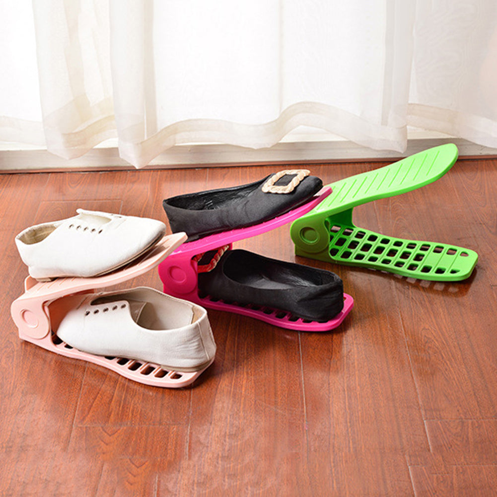 Home Shoes Base Space Saver Adjustable Double Layer Holder Rack Storage Shelf