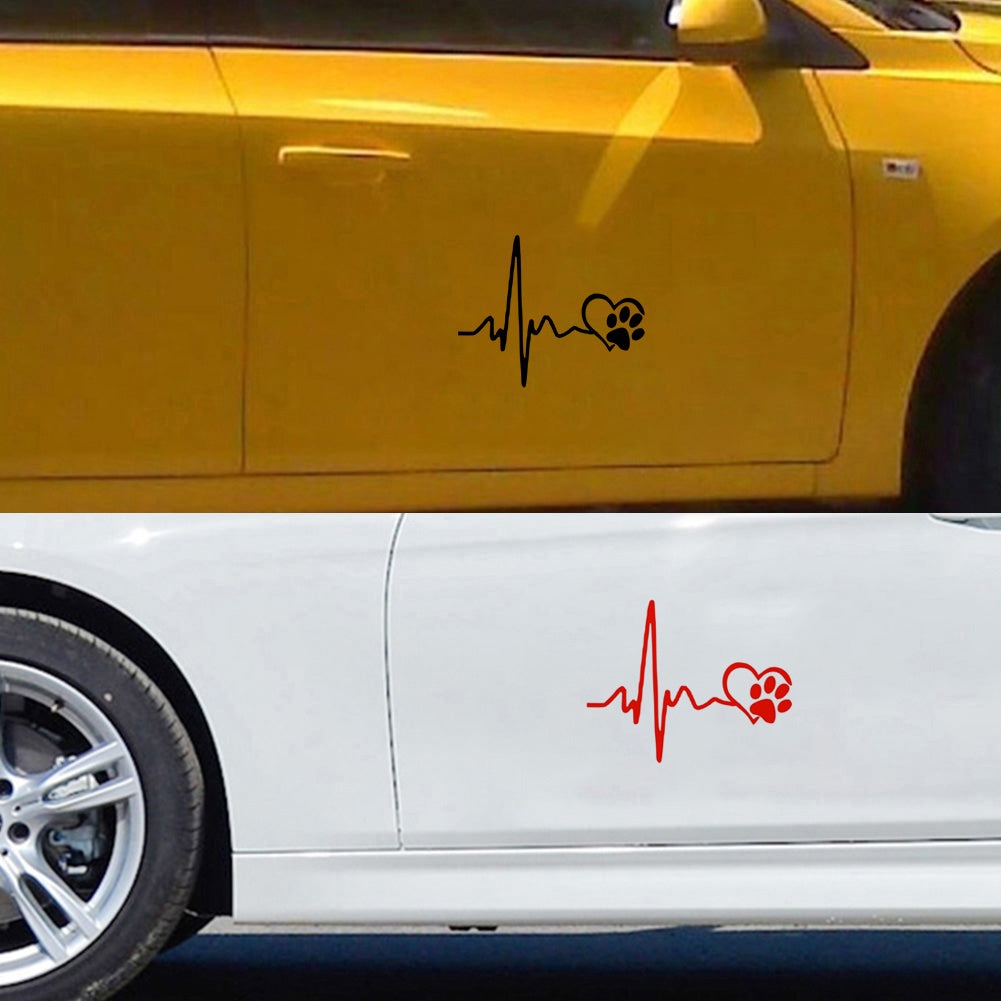 ECG Heart Dog Footprint Car-Styling Body Window Decals Reflective Sticker Decor