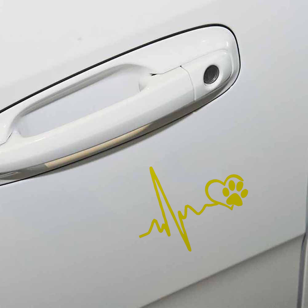 ECG Heart Dog Footprint Car-Styling Body Window Decals Reflective Sticker Decor