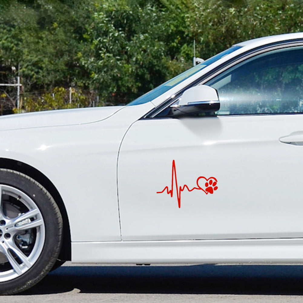 ECG Heart Dog Footprint Car-Styling Body Window Decals Reflective Sticker Decor