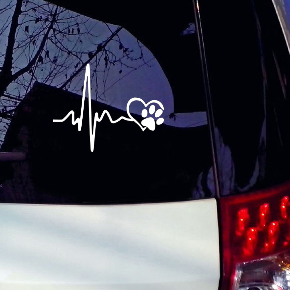 ECG Heart Dog Footprint Car-Styling Body Window Decals Reflective Sticker Decor