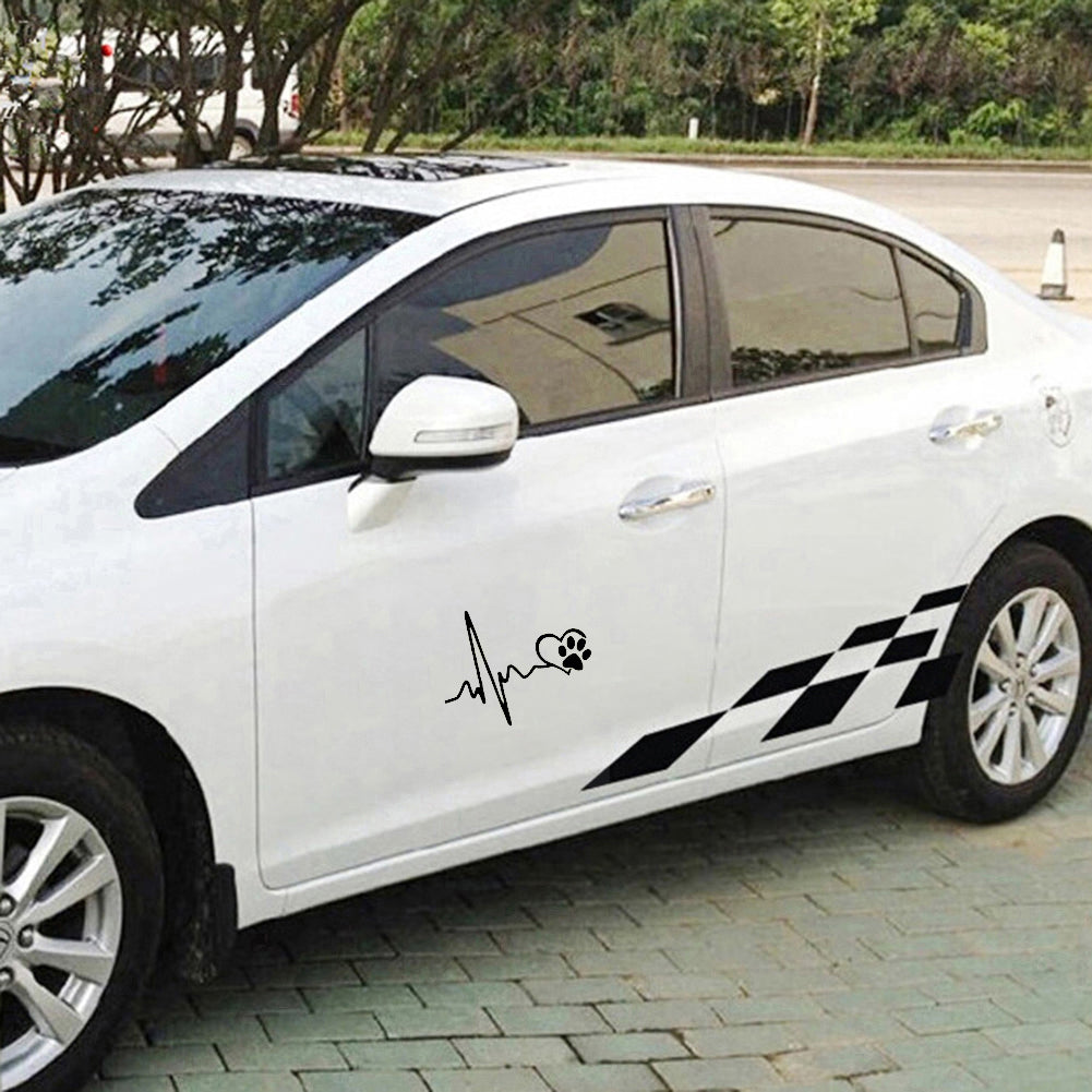 ECG Heart Dog Footprint Car-Styling Body Window Decals Reflective Sticker Decor