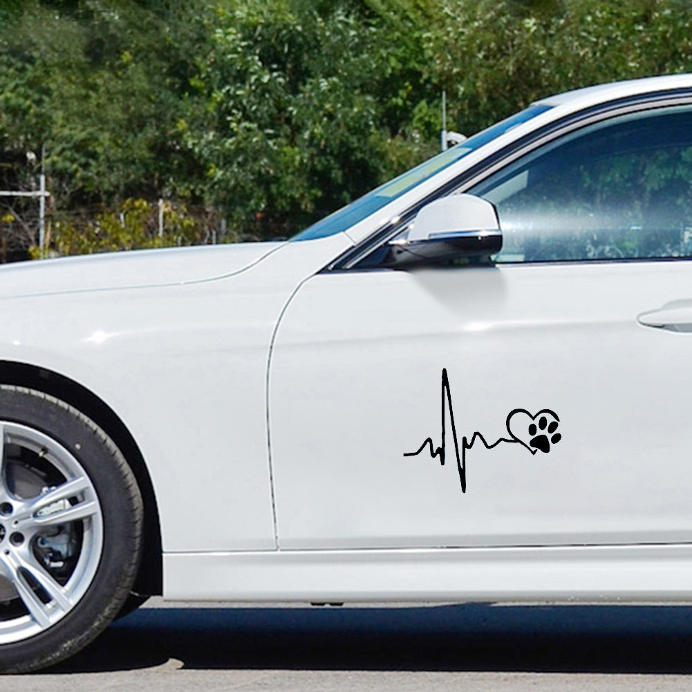ECG Heart Dog Footprint Car-Styling Body Window Decals Reflective Sticker Decor