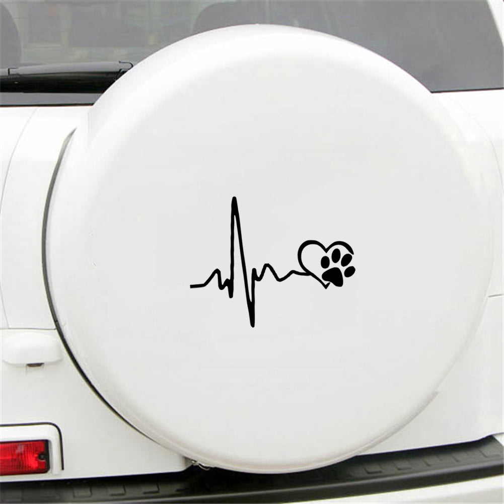 ECG Heart Dog Footprint Car-Styling Body Window Decals Reflective Sticker Decor