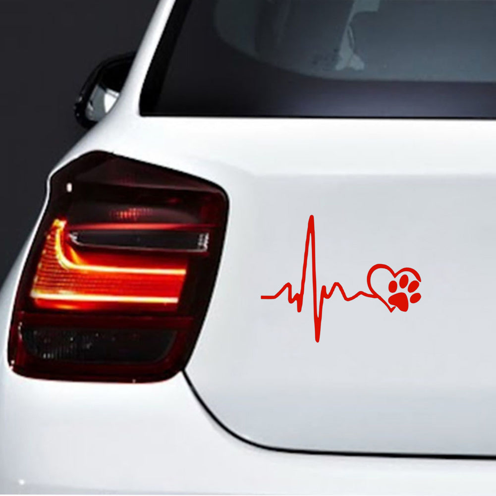 ECG Heart Dog Footprint Car-Styling Body Window Decals Reflective Sticker Decor