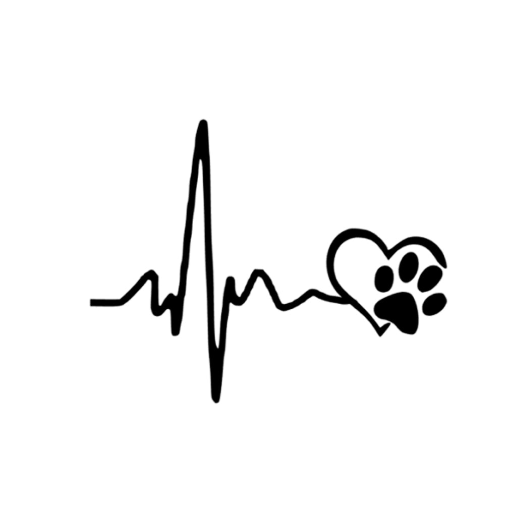 ECG Heart Dog Footprint Car-Styling Body Window Decals Reflective Sticker Decor