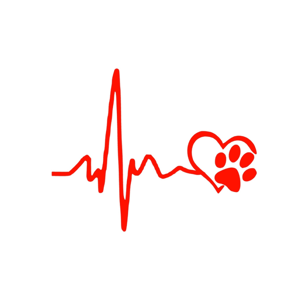 ECG Heart Dog Footprint Car-Styling Body Window Decals Reflective Sticker Decor