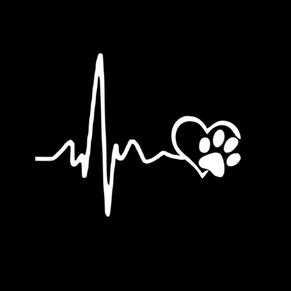 ECG Heart Dog Footprint Car-Styling Body Window Decals Reflective Sticker Decor