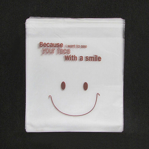 50Pcs Smiley Face Cello Self Adhesive Matte Thin Candy Cookie DIY OPP Bags