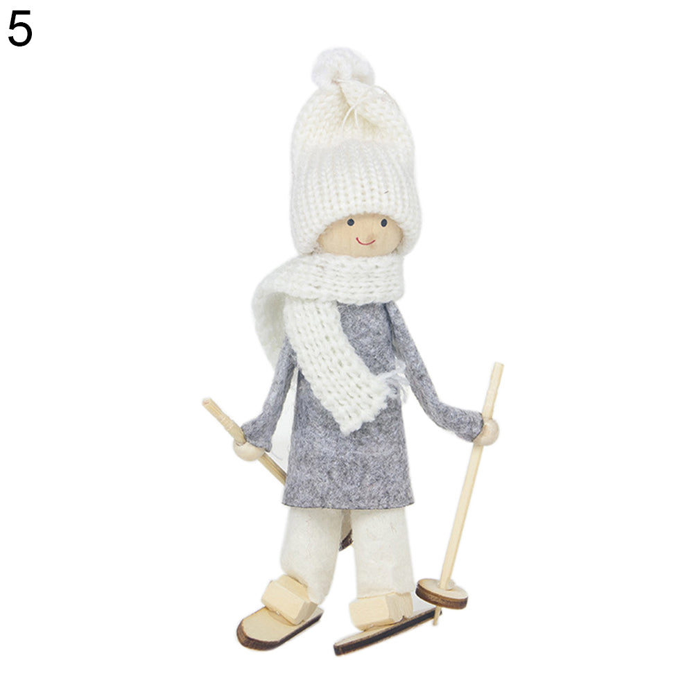 Cute Skiing Snowman Xmas Hanging Decor Mini Doll Christmas Tree Ornament Gift