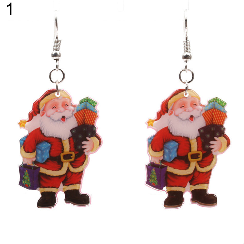 Cute Santa Claus Pendant Ear Drop Earrings Women Christmas Jewelry Decor Gift