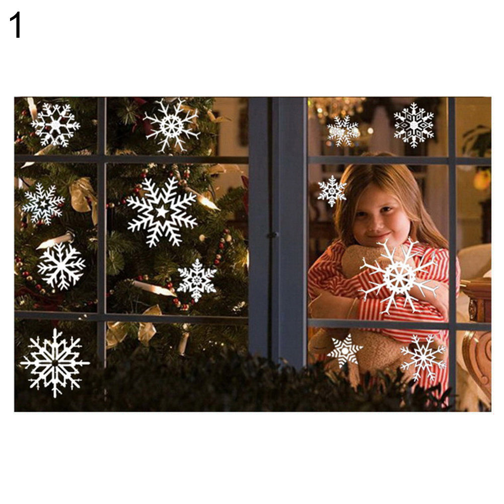 2Pcs Christmas Snowman Santa Claus Glass Window Decor Static Cling Sticker Decal