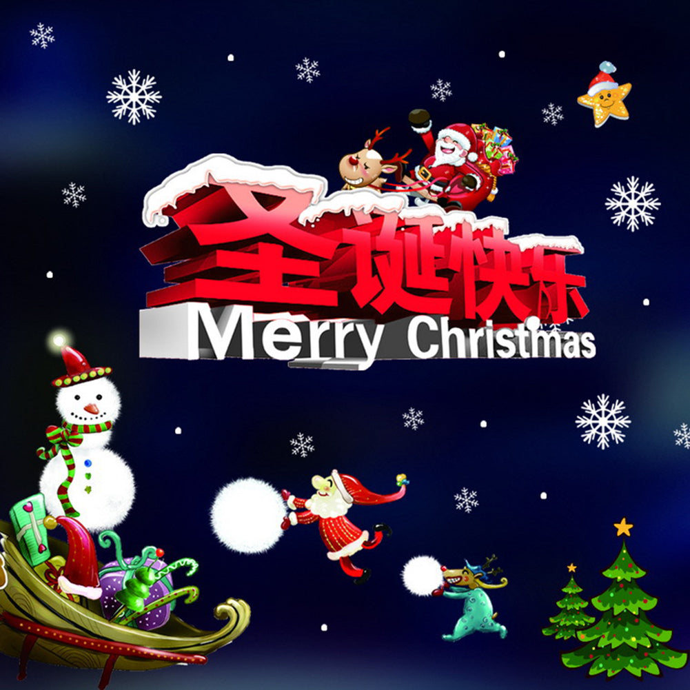 2Pcs Christmas Snowman Santa Claus Glass Window Decor Static Cling Sticker Decal