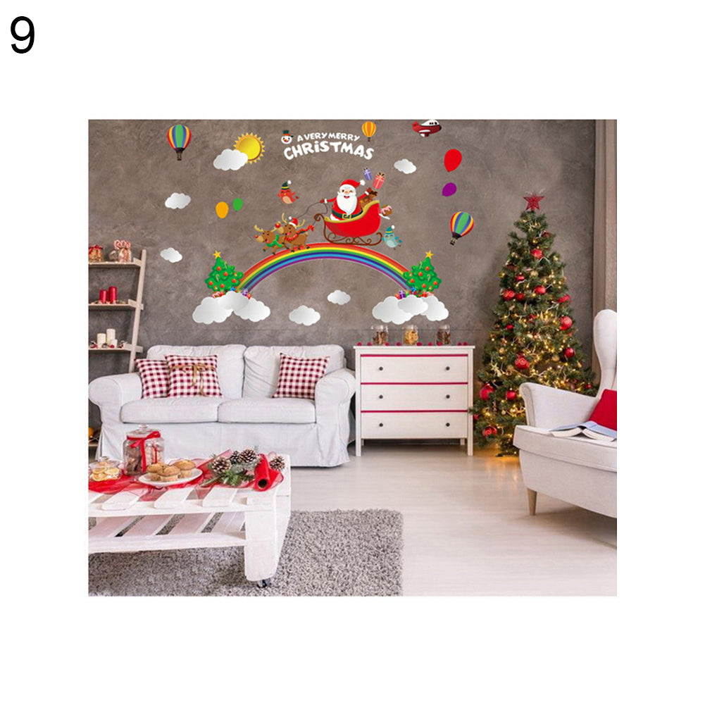 2Pcs Christmas Snowman Santa Claus Glass Window Decor Static Cling Sticker Decal
