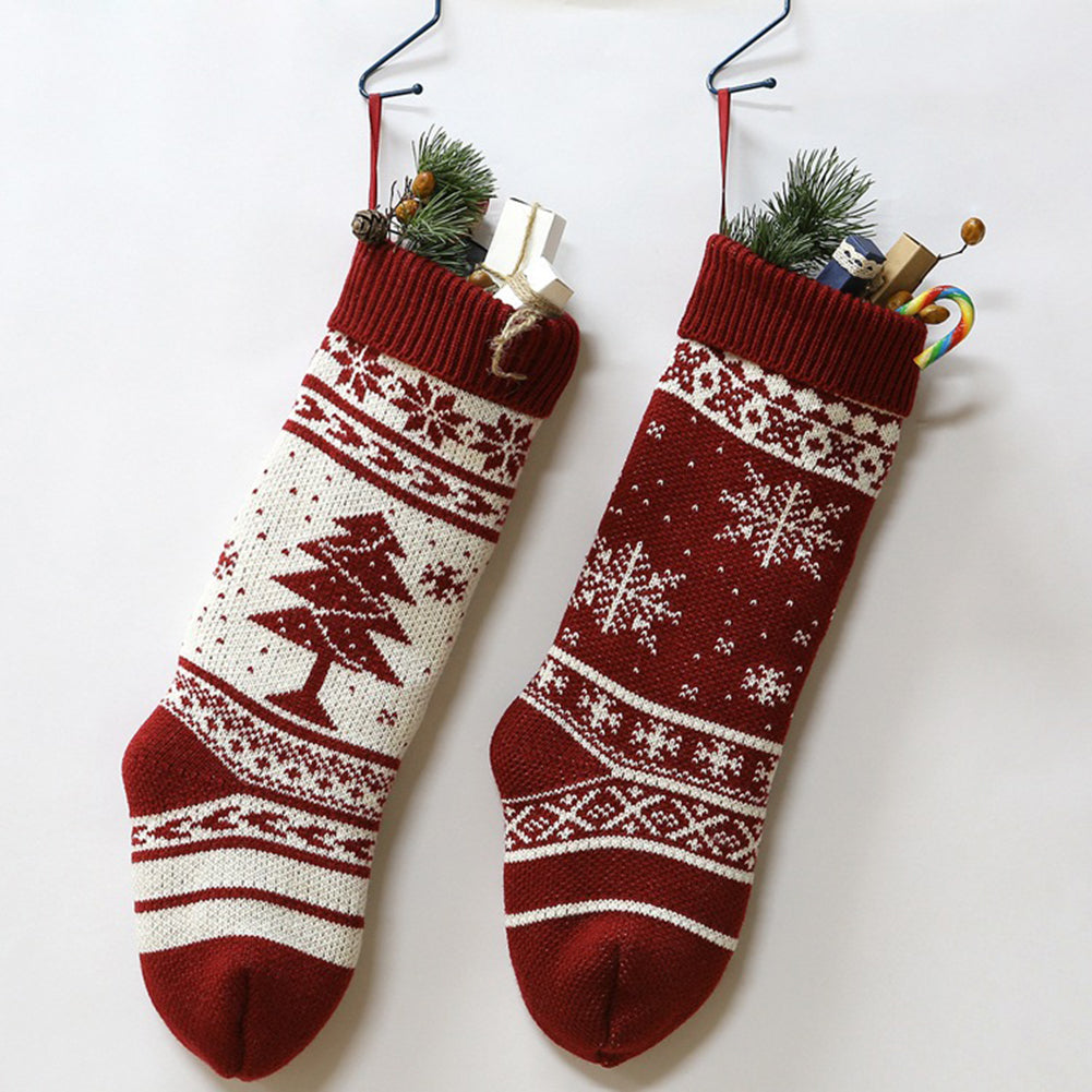 Christmas Tree Snowflake Stocking Candy Gift Bag Xmas Decor Hanging Ornament