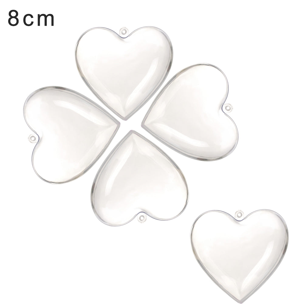 5/10Pcs DIY Clear Plastic Heart Shape Ball Fillable Baubles Christmas Tree Decor