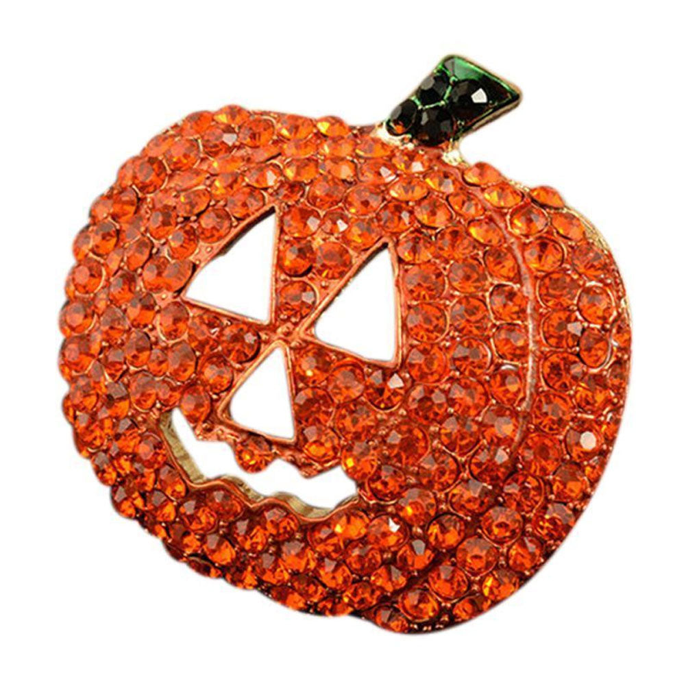 Hollow Rhinestone Pumpkin Brooch Pin Christmas Halloween Jacket Handbag Decor