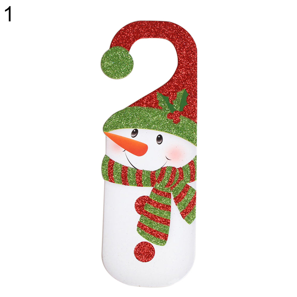 Christmas Santa Claus Snowman Door Handle Decor Home Paper Ornament Kids Gift