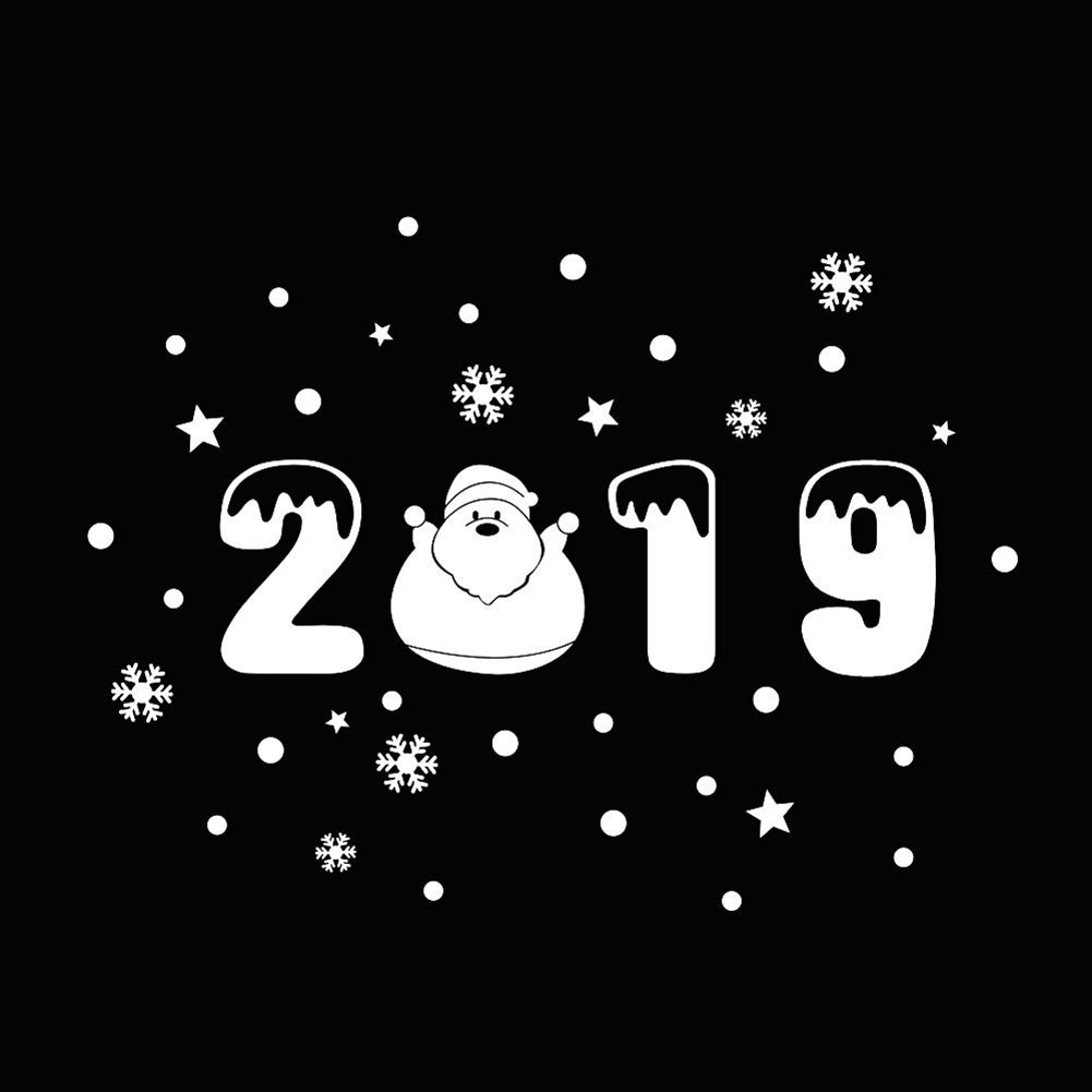 2019 Happy New Year Santa DIY Wall Sticker Home Showcase Window Decal Decoration
