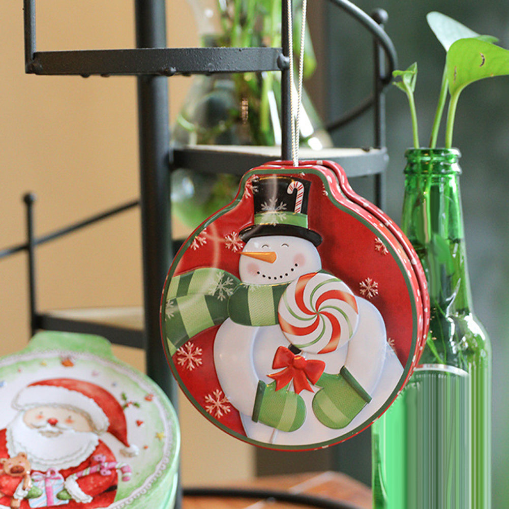 Christmas Tinplate Gift Box Candy Container Trinket Organizer Xmas Tree Ornament