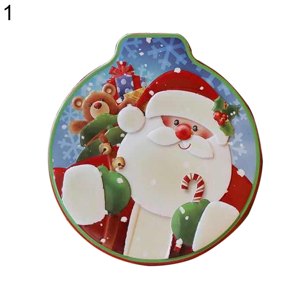 Christmas Tinplate Gift Box Candy Container Trinket Organizer Xmas Tree Ornament