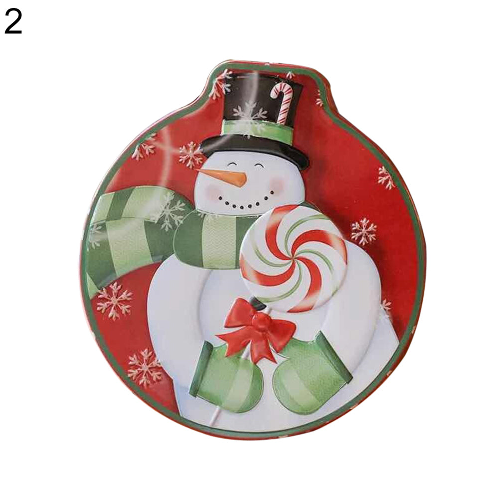 Christmas Tinplate Gift Box Candy Container Trinket Organizer Xmas Tree Ornament