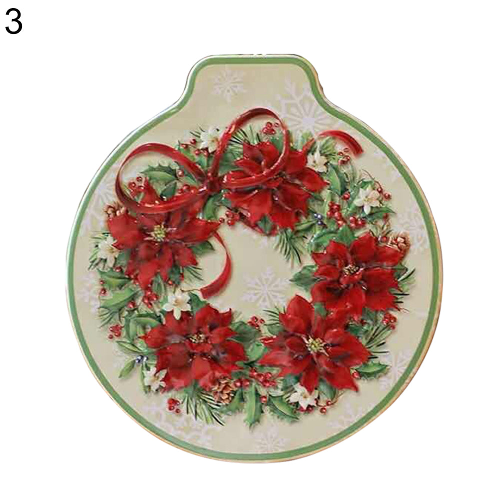 Christmas Tinplate Gift Box Candy Container Trinket Organizer Xmas Tree Ornament